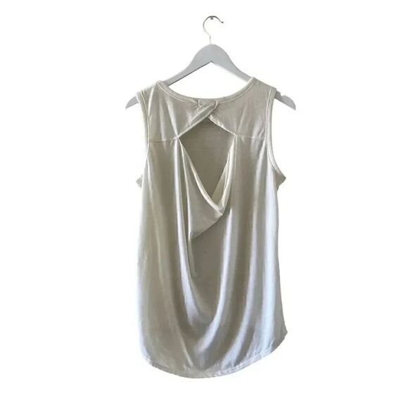 One World White Sleeveless Bohemian  Festival Back Cut Out Solid SZ M # 1223 - Picture 4 of 12